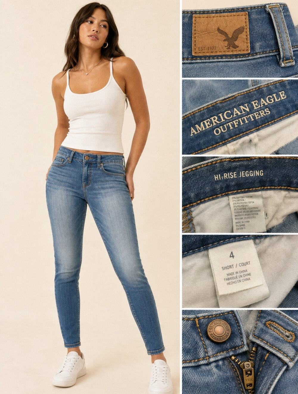 American Eagle Women's Hi-Rise Skinny Jegging Size 4 Medium Wash Denim